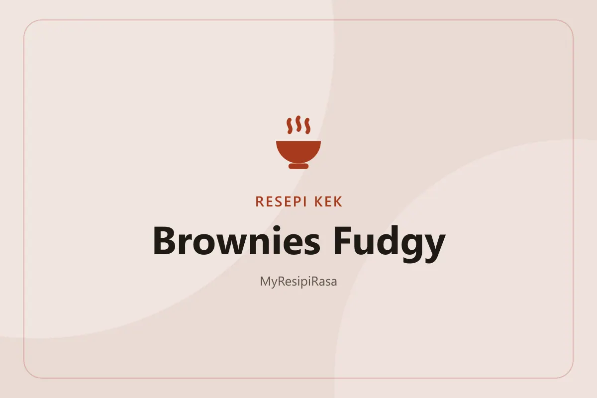 Resepi brownies fudgy berpotongan segi empat dengan permukaan berkedut berkilat