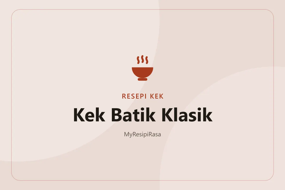 Resepi kek batik klasik: potongan kek batik biskut Marie bersalut coklat Milo di atas papan kayu