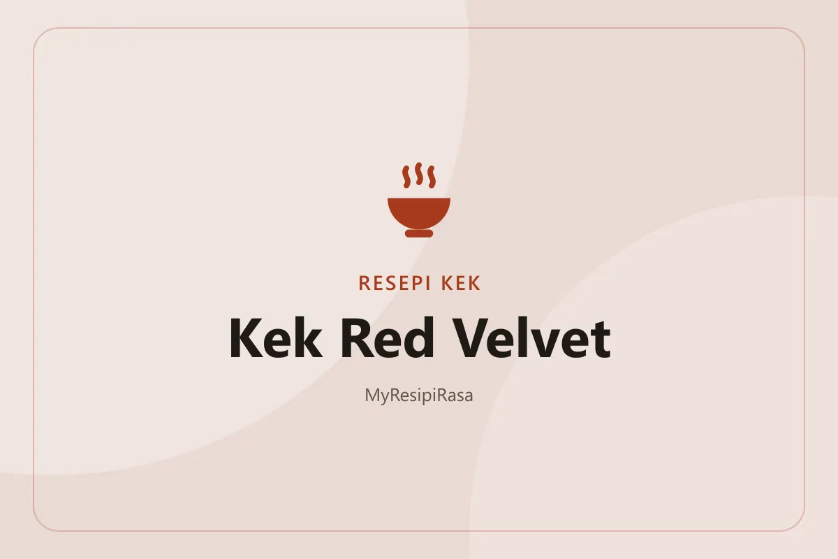 Kek red velvet dua lapis dengan frosting cream cheese putih dan potongan merah terang