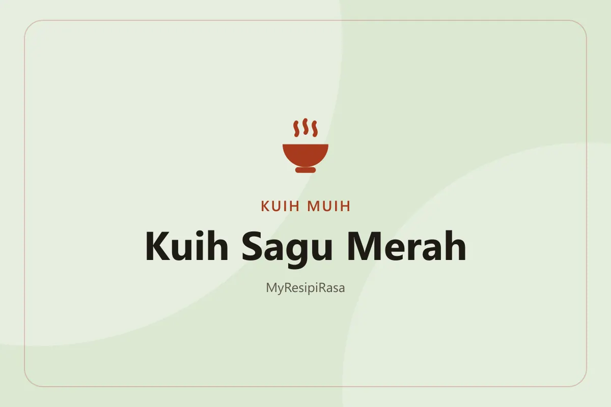 Kuih sagu merah yang lut cahaya dan bersalut kelapa parut putih, dipotong segi empat di atas pinggan